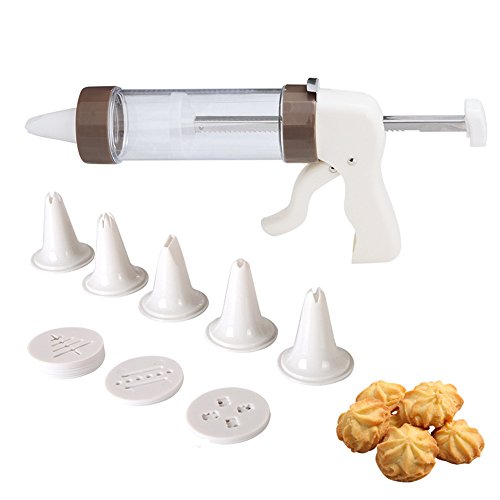 VolksRose 20 PCS Kitchen Baking Tools Accessories Cake Biscuits Mold, Cookie Press Making Gun with Decorating Tips - 13 Disc Shapes and 6 Icing Tips, Premium Cookies Presser Icing Mould Kit #1 - Thumbnail 2