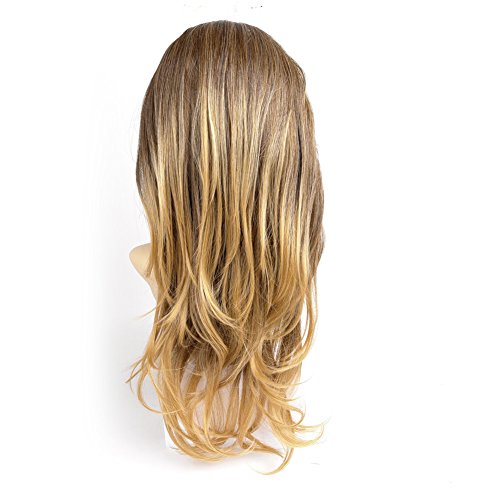 Ty.Hermenlisa 28″ 195g Long Wavy Layered 3/4 Head Wig One Piece Clip in Synthetic Hair Extensions for Thick Volume Body Wave Women Weft Hairpiece Accessory Ombre Light Golden Brown