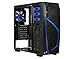 DIYPC Zondda-B Black USB 3.0 ATX Mid Tower Gaming Computer Case with 3 x Blue Fans (1 x 140mm LED Fan x side, 1x120mm LED Fan x front, 1 x 120mm fan x rear)