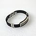 Classic Pattern Men Stainless Steel Rubber Bangle Bracelet Black Silver
