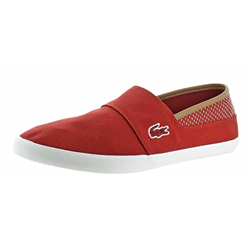 Lacoste Men’s Marice Slip-ONS, Red/Ltbrw Cotton Canvas, 10 M US