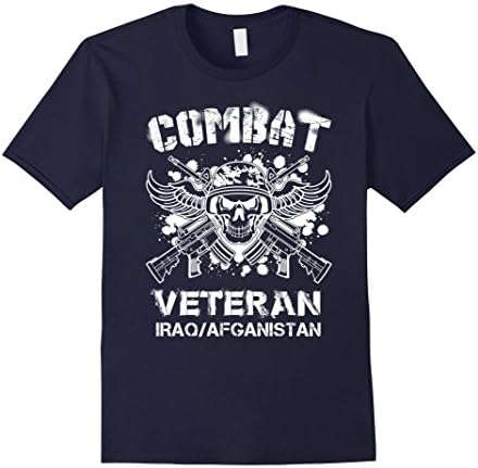 Men's Combat Veteran Iraq Afghanistan T Shirt, Veterans Day Shirt XL Navy