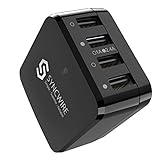Syncwire USB Wall Charger Travel Plug - 34W/6.8A 4-Port Fast Charger with US UK EU Adapter Compatible Apple iPhone Xs/XS Max/XR/X/8/7/ 6s/6, iPad, Samsung Galaxy/Note Series & More - Black