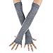 ECOSCO Plain Color Hand Arm Warmer Finger Gloves Accessories (Light gray)
