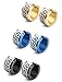 Jstyle Jewelry Stainless Steel Hoop Earrings for Men Women Huggie Earrings Unique Greek Key 3 Pairs Blue