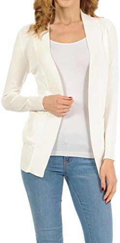 KB Apparel Women's Classic Casual Solid Open Front Sweater Knit Cardigan Bright White 1XL