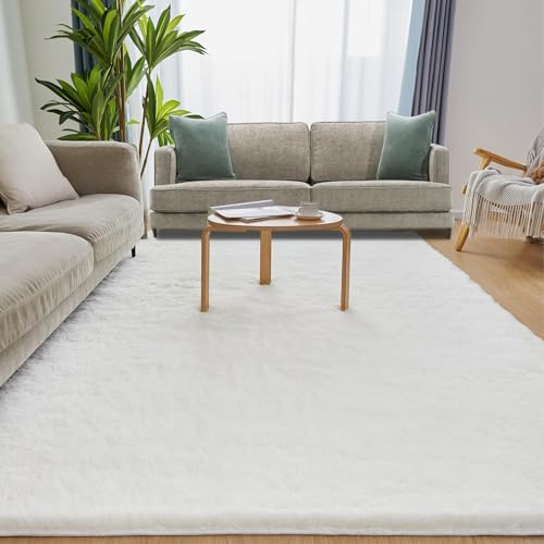 Puremy Hochflor Teppiche Wohnzimmer Flauschiger Weich, 200x280cm, Creme