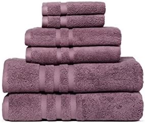 Chortex Irvington %100 Turkish Cotton Towel Set, 6 Pcs (2 Washcloths, 2 Hand Towels, 2 Bath Towels) (Grape)