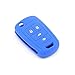 iSaddle Silicone Protecting Vehicle Remote Start Key Case Cover Fob Holder for Chevrolet 4 Button Camaro Cruze Equinox Malibu Orlando Sonic (Dark Blue)
