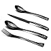 GYY Flatware Set, Stainless Steel Tableware Dinnerware Set for 1 Person with Black Mirror Coating and Elongated Handles, Ideal as Gift (4 Pieces)