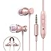 Earphones,TRONOE Sport In Ear Headphones Earbuds Heaphones Headset Earphones with 3.5mm Metal Housing Magnetic Best Wired Bass Stereo Headset Built-in Mic/Hands-free/Volume Control. (Golden-Ponk)
