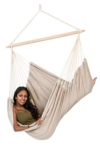AMAZONAS XL Hängesessel handgefertigt in Brasilien Artista Sand mit Querstab aus FSC Buchenholz 110 cm bis 150kg in… – Bild 3