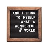 Felt Letter Board, 10x10in, Changeable White Letters, Rustic Pine