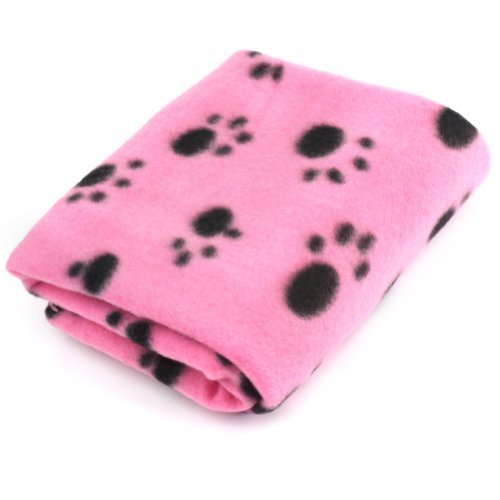 Yonisun Pet Dog Cat Puppy Kitten Soft Blanket Doggy Warm Bed Mat Paw Print Cushion (Pink) - Thumbnail 2