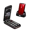 TTfone Nova TT650 Big Button Flip Folding Mobile Phone - Easy and Simple to use - Pay as you go (Red, Giff Gaff)