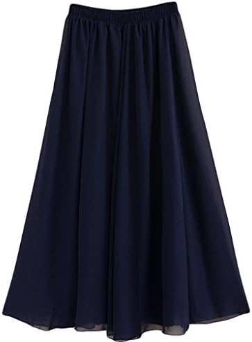 Beauty Girl Women Pure Color Stretched Waist Chiffon Long Skirts Flowy Half Dress