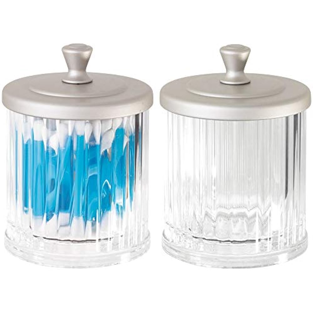 MDesign Fluted Bathroom Vanity Storage Organizer Canister Apothecary