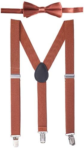 Suspenders for Kids and Bow Tie Set Adjustable Leather Toddler Baby Suspenders for Boys and Girls