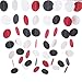 MOWO Paper Garland Circle Dots Hanging Decor, 2.5'' in Diameter,10-feet (Black/red/White, 2pc)