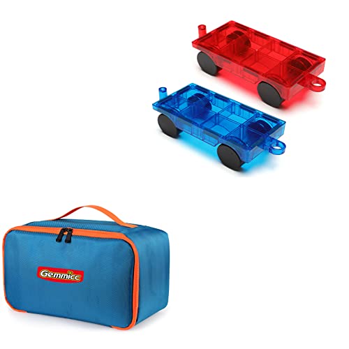 Gemmicc 2PCS Magnetic Car Set + Toy Carry Bag