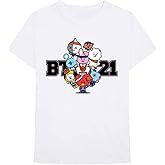 BT21 BTS Kpop Unisex Cotton Crew Neck Short Sleeves Tee Shirt (Dream Team White, Medium)