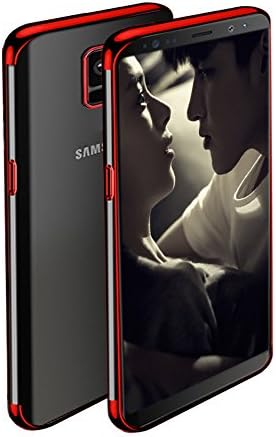 Galaxy S9 Case, Slim Fit Clear PC Cover with Heavy Duty Protective TPU Bumper for Samsung Galaxy S9. (Clear-red edge)
