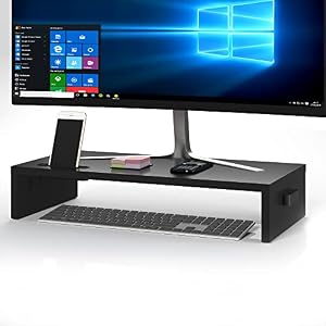 BONTEC モニター台 卓上 1段式 木製 モニタースタンド 540×255×104mm 耐荷重30kg パソコン台 PC台 ブラック