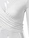 Doublju Deep V-Neck Fitted Surplice Wrap Crop Top for Women with Plus Size White Small