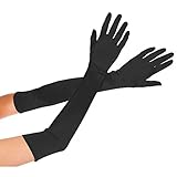 Deceny CB Long Satin Gloves for Women Evening Party Gloves Formal Bridal Gloves (20.5 in, Black)