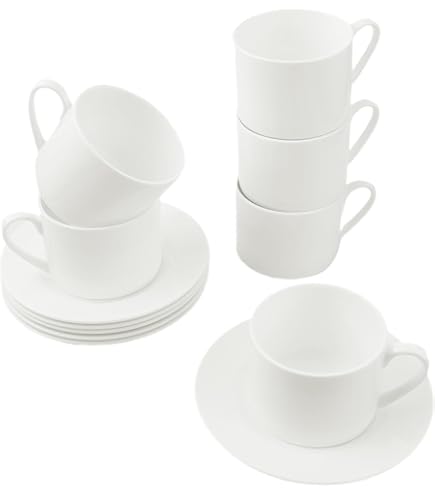 Amazon.com | Bicuzat Pure White Fine Bone China Cup and Saucer Set