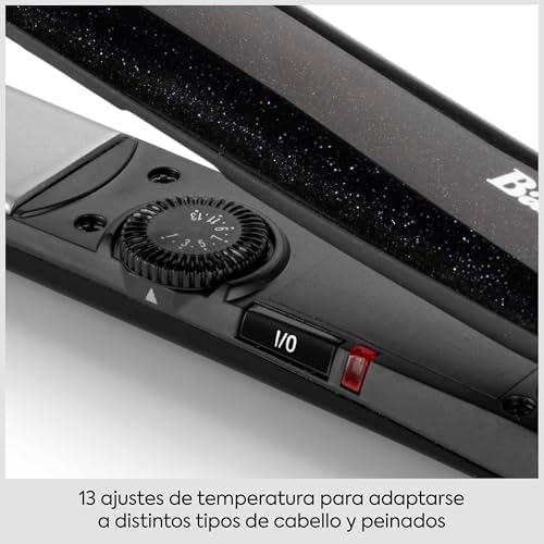 Alisador de cabelo Midnight Shine, placas de titânio-cerâmica, placas longas, 13 temperaturas (170–235°C), aquecimento rápido, acabamento brilhante anti-frizz, ST590E