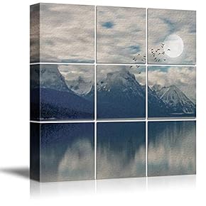 Canvas Wall Art Calm Lake Canvas Prints Home Artwork Decoration for Living Room,Bedroom - 12x12 inches