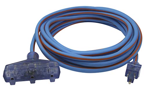 Prime LT630825 Ultra Heavy Duty 25-Foot Triple Tap Artic Blue All-Weather TPE Extension Cord