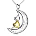 DAOCHONG Sterling Silver Always My Sister Forever My Friend Moon Double Love Heart Pendant Necklace, 18