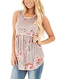 Sidefeel Women Floral Print Sleeveless Babydoll Tank Top With Lace Trim Large Pink