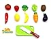 Little Treasures Kids Play Cutting Fruits and Vegies Toy Small Set Pretend Food Playset Fruit Pieces to be Sliced up with Knife and Cutting Board, Multicolored, 12 Piece