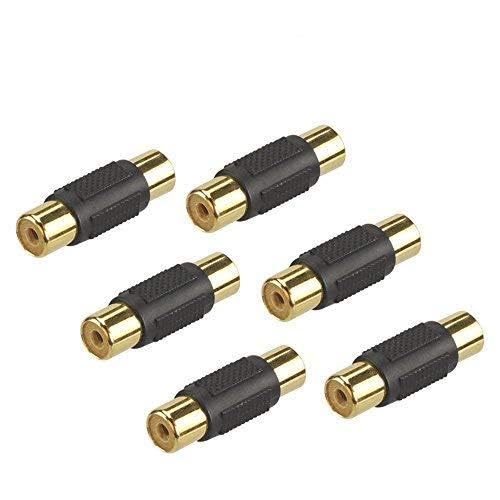 VCE RCA Female to RCA Female Coupler Audio Coupler RCA Gold Plated 6 Pack