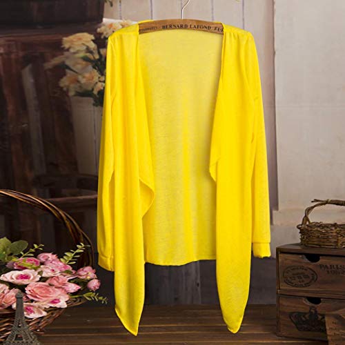 Elever Women Casual Long Sleeve Ultra-Light Sun Protection Air Conditioner Cardigan Cover-Ups Dark Yellow - Thumbnail 2