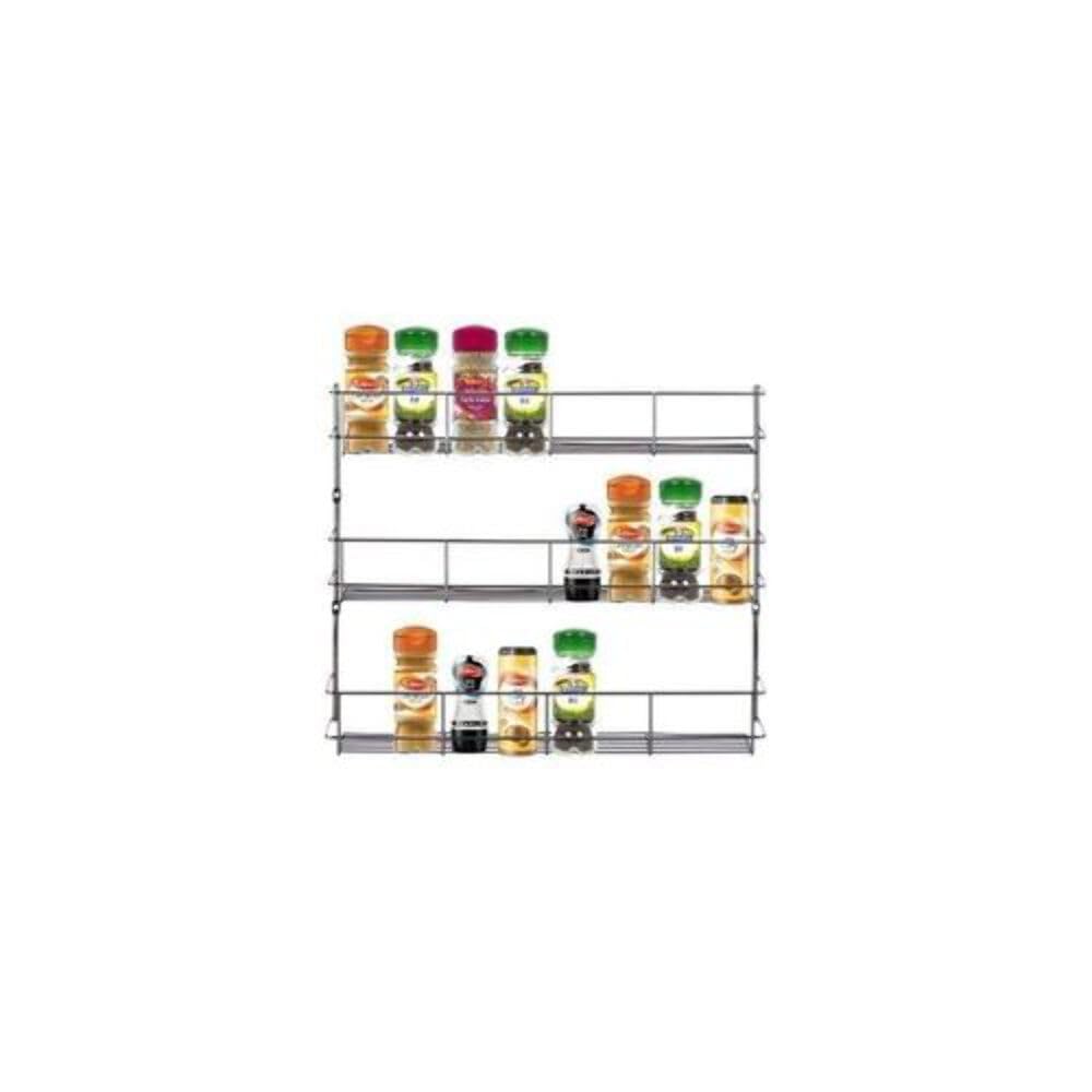 Neo Chrome Steel Shelves Tier Spice Rack Jar Holder for Wall or Kitchen Cupboard Cabinet Storage Organiser (3 Tier)