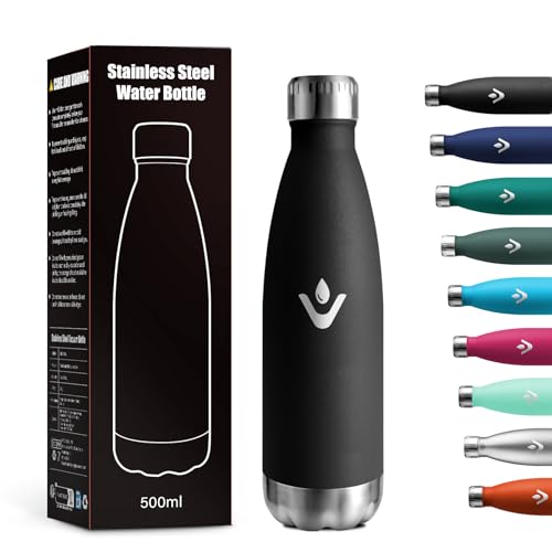 Vacuum Flask, 500 ml, Vacuum Thermos Flask, Suitable for Carbonated Drinks, Thermos Flask, BPA-Free, Leak-Proof Water Bottle for Children, Office, Sports, Travel, Boys, Girls, Camping, Yoga
