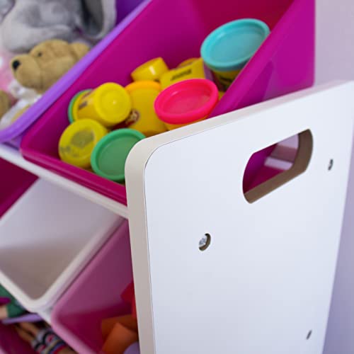 Humble Crew Kids' Toy Storage Organizer with 12 Plastic Bins, Pink&Purple, White/Purple/Pink