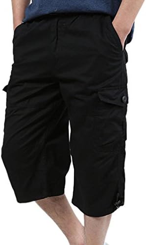 Hot Sale! ❤️ Men Short Pants, Neartime Summer Loose Casual Trousers Large Waist Male Baggy Pants Solid Color 7 Pants Overalls (❤️Asian3XL, Black)