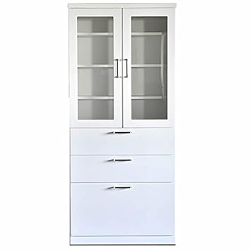 Amazon 食器棚 完成品 Coco ココ 白 幅80cmダイニングボード 引き戸