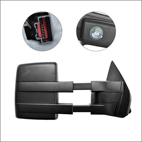 Perfit Zone Towing Mirrors Replacement Fit for 2004-2007 FORD F-150, POWER HEATED,W/AMBER SIGNAL,W/PUDDLE LIGHT,BLACK (PAIR SET) - Thumbnail 3