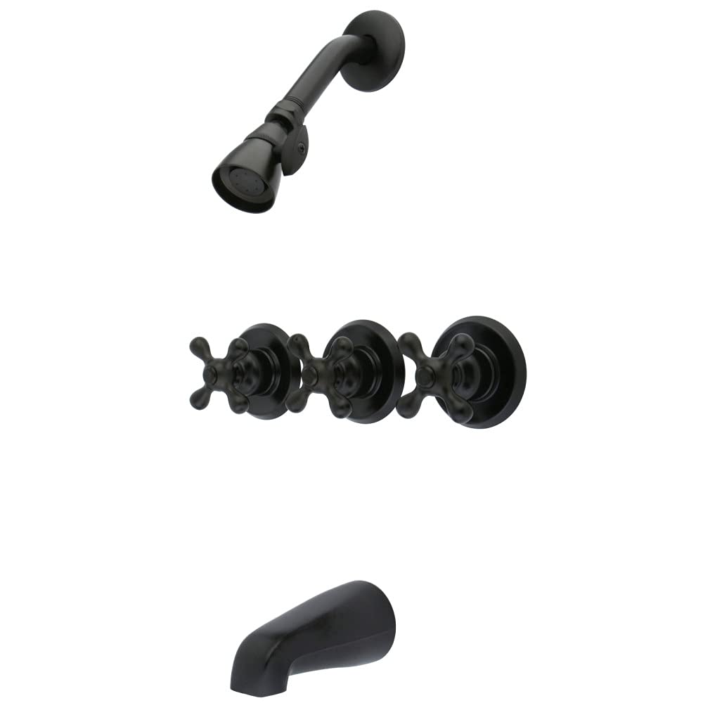 Photo 1 of Kingston Brass KB235AX Tub and Shower Faucet with 3-Cross Handle, Oil Rubbed Bronze,5-Inch Spout Reach