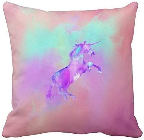 Girly Unicorn Cute Pink Teal Purple Watercolors Throw 18*18 pillow case cover