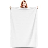 Qlptzwd Customized Blankets with Photos Logo Text Custom Couples Gifts Personalized Blanket Gifts for Her Him Women Men Mom Dad Wife Husband Girlfriend, 50"x60", White