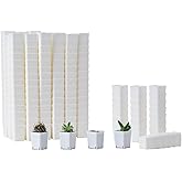 BangQiao 300 Pack 1.55 Inch Tiny White Plastic Square Nursery and Seedling Pot, Mini Transplant Seed Starter Planter with Drain Hole for Germination, Herb, Succulent