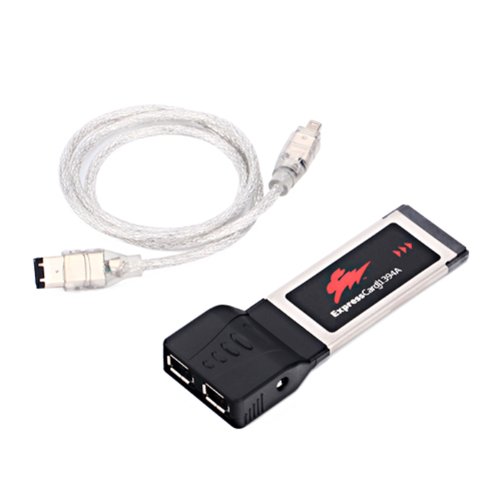 HDE 2-Port 1394a Firewire Express Adapter Card Data Transfer Back Up for Laptop