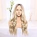 Dream Soul Ombre Blonde Long Curly Wavy Wig 28 Inch Middle Part Wigs for White Women 2 Tone Blonde Wig Full Curly Cosplay Wigs